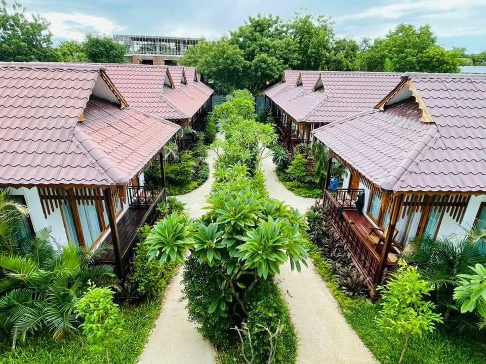Lush green garden compound